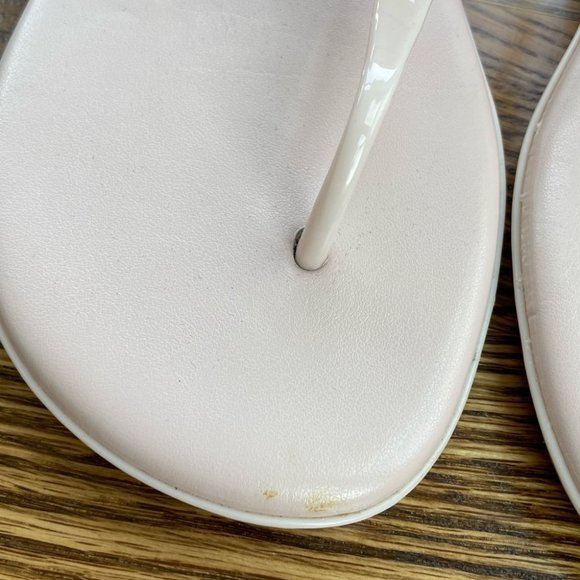 Michael Kors blush pink bow jelly thong flip flop sandal gold logo in size 7 - Picture 5 of 12